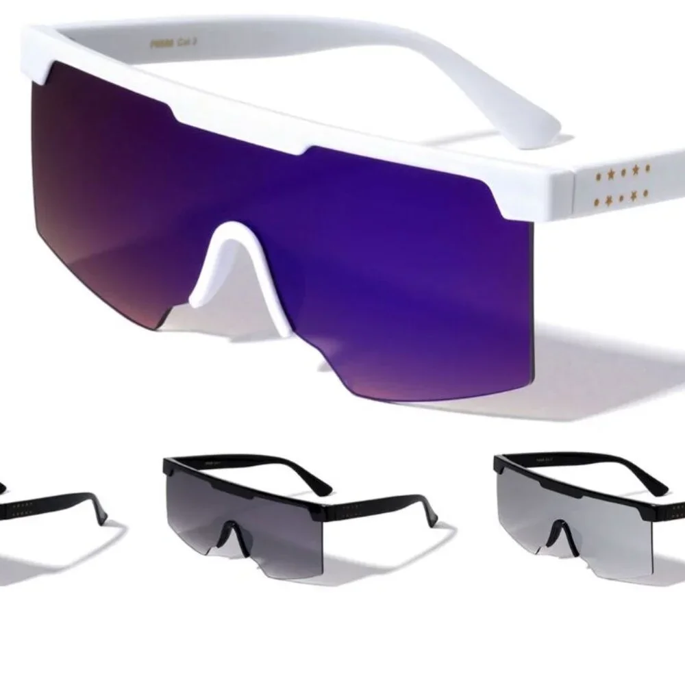 Men Sunglasses Blue Mirror Lens White Frame Driving Running Fishing Style Lentes